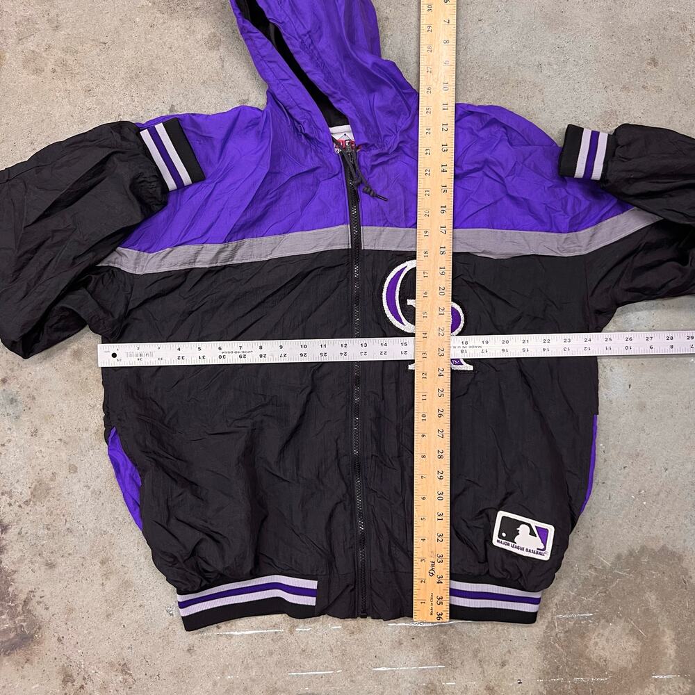 Vintage 90s Colorado Rockies Felco Lined Hooded Windbreaker Jacket Baseball MLB - Picture 8 of 9